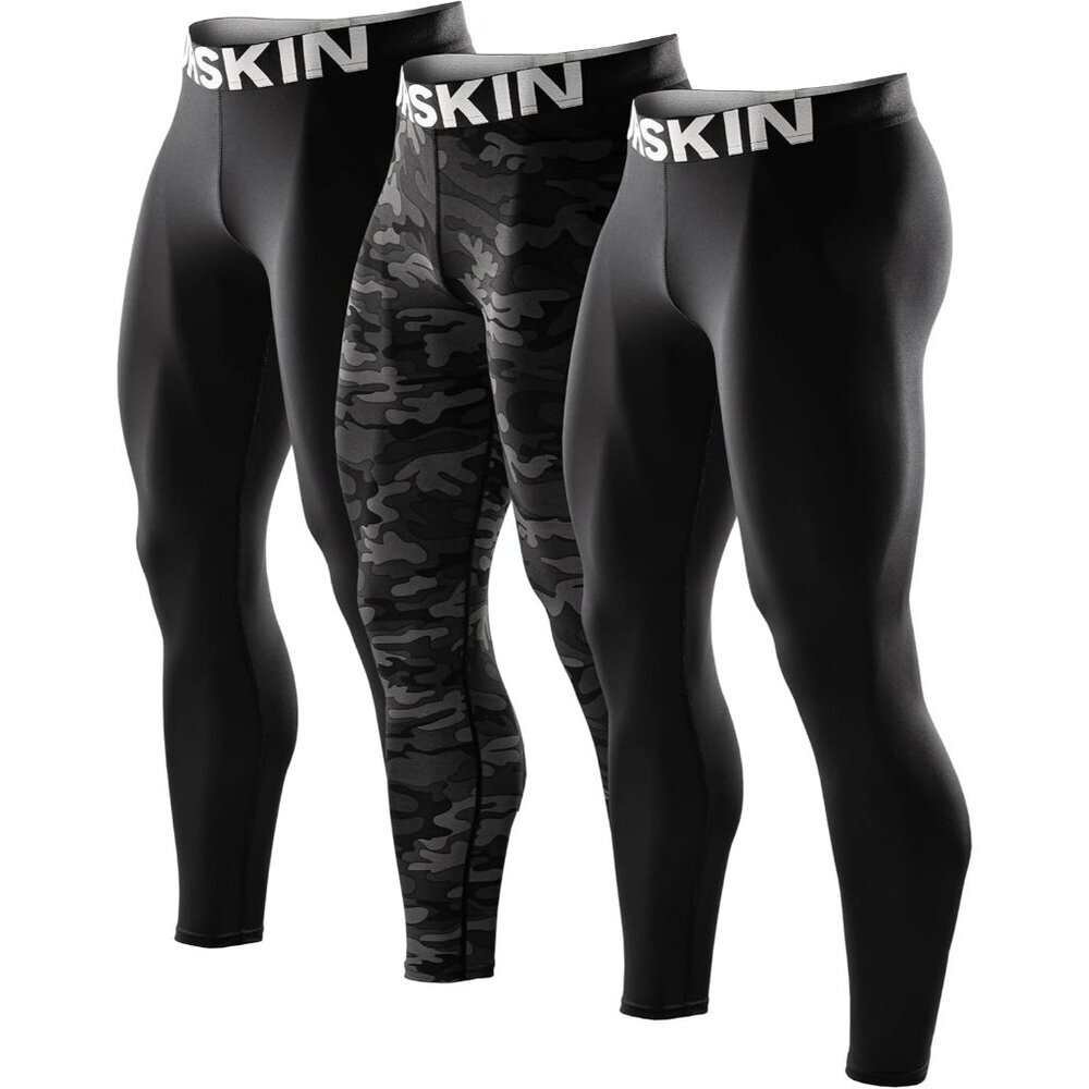 Men’s Black Camouflage Compression Baselayer Athletic Workout Pant Tight Legging